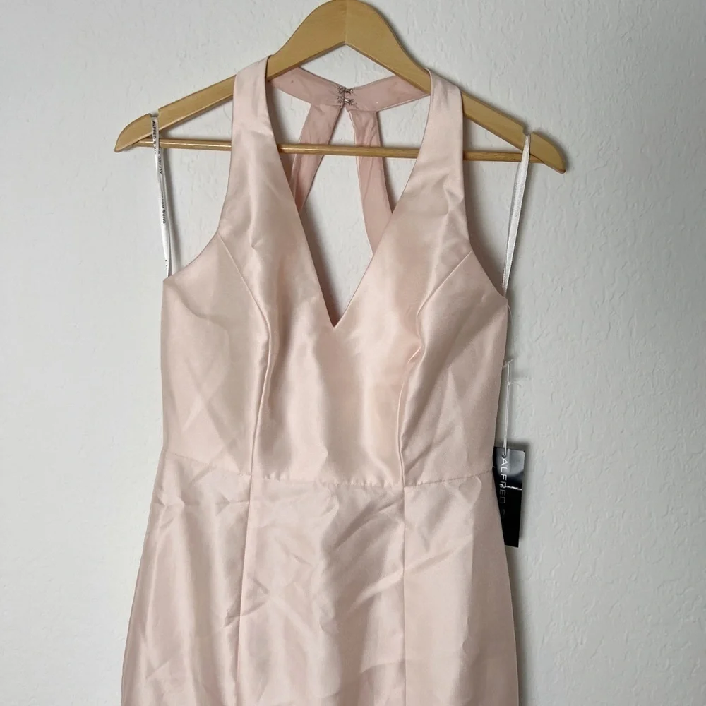 Alfred Sung Satin twill halter neck gown - Picture 3 of 9